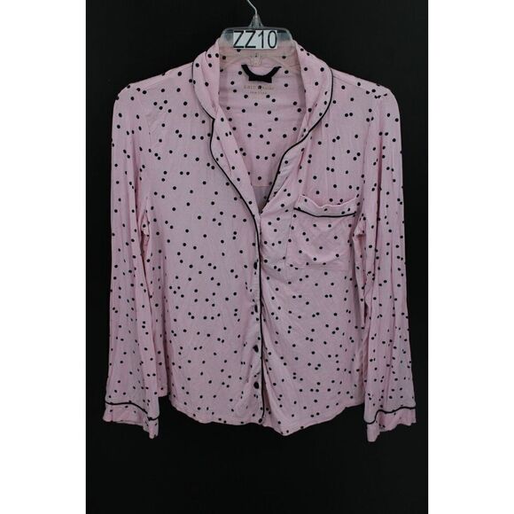 Kate Spade Pink Black Polka Dot Pajama TOP  Button Front Size X-Small XS - Picture 1 of 6